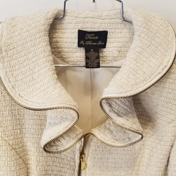 Trenz By Theresa Ivory Suit Jacket Blazer Long Sleeve Zipper Closer Women Size M - Picture 3 of 8
